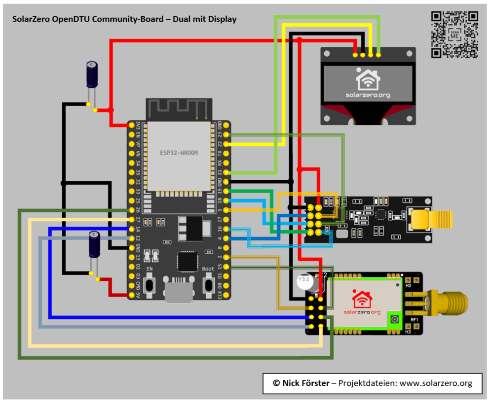 SolarZero OpenDTU Ahoy HM/Herf/HMS/HMT Hoymiles-Wechselrichter Balkonkraftwerk Wiring